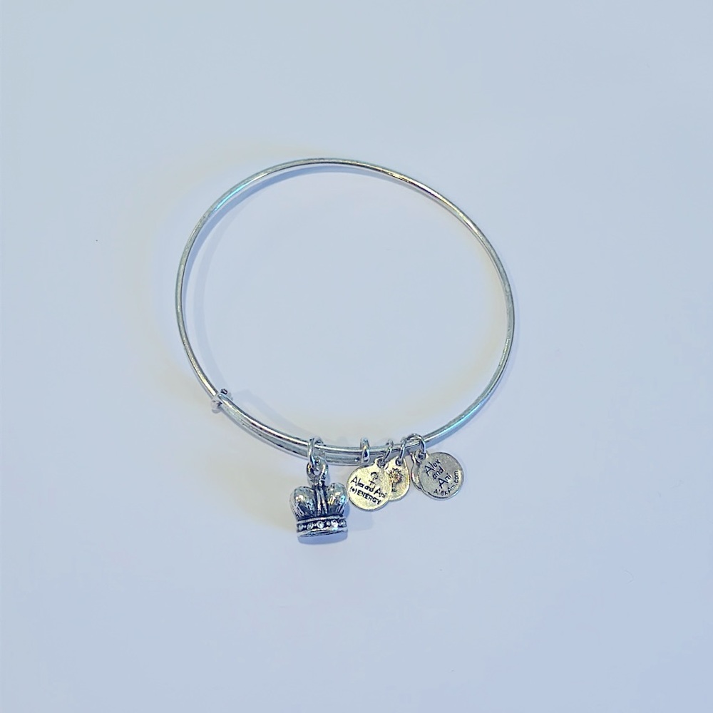Alex and Ani Crown Charm Bracelet Silver Finish - Expands 2"- 3.5"